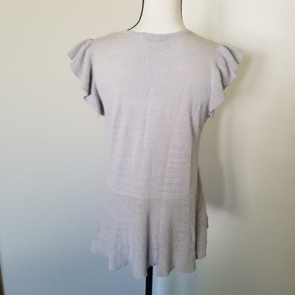Loft Soft Ruffle Grey Silver Shirt - Picture 4 of 6